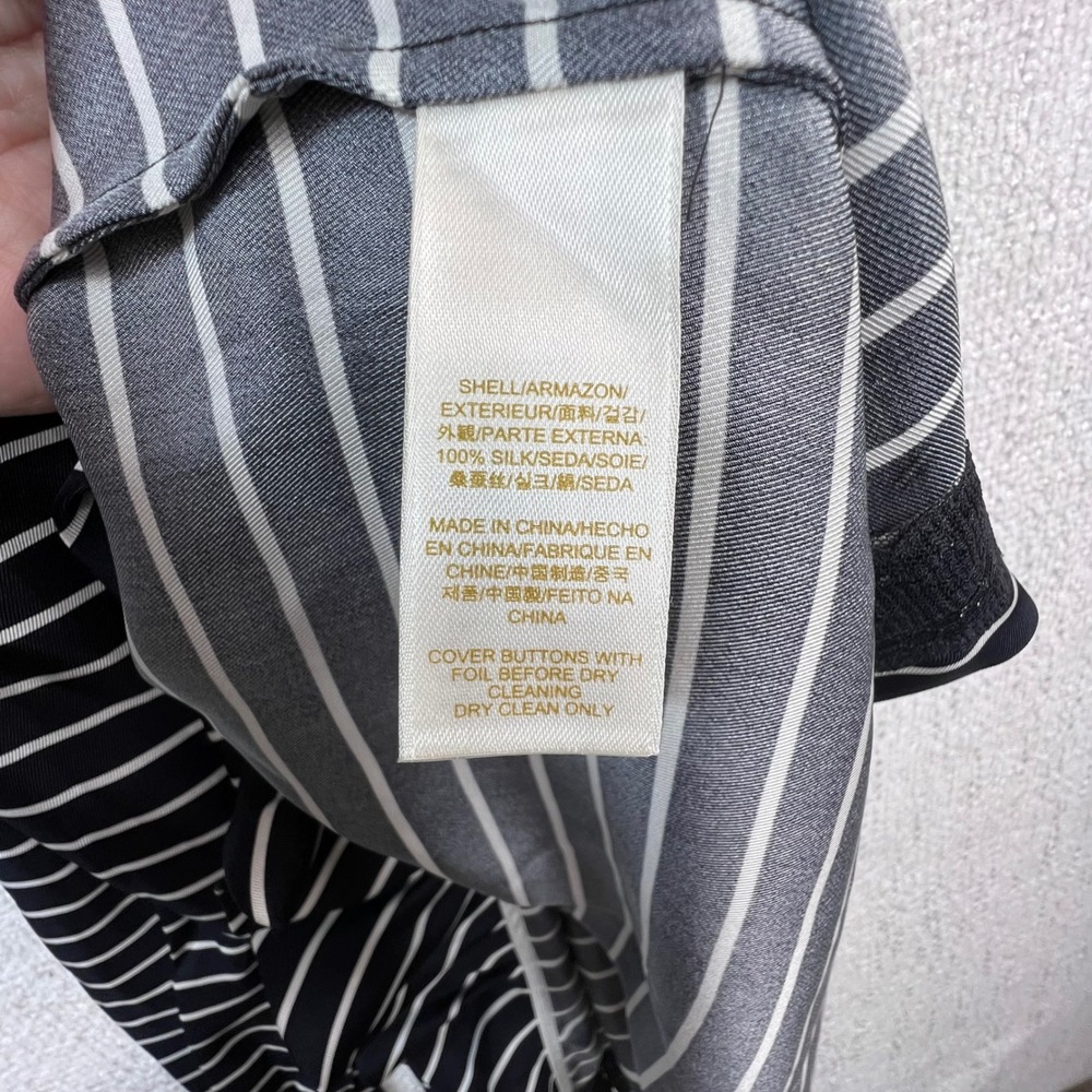 Kate Spade New York Silk Wrap Dress Black White Striped Ruffle Size 8 - Picture 9 of 11